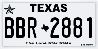 TX license plate BBR2881