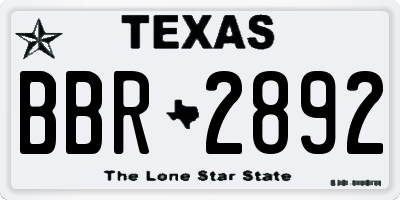 TX license plate BBR2892