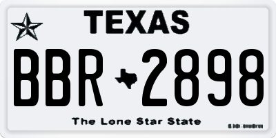 TX license plate BBR2898