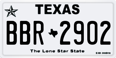 TX license plate BBR2902