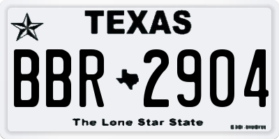 TX license plate BBR2904