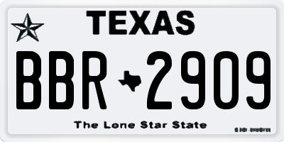 TX license plate BBR2909
