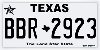 TX license plate BBR2923