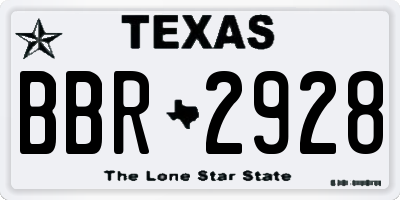 TX license plate BBR2928