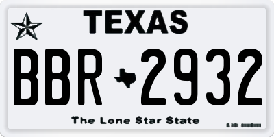 TX license plate BBR2932
