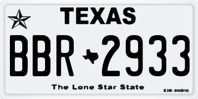 TX license plate BBR2933