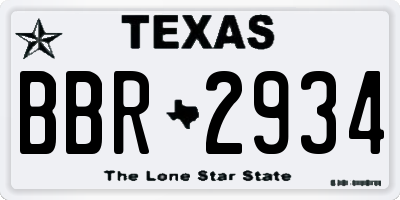 TX license plate BBR2934