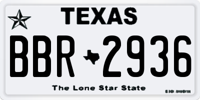 TX license plate BBR2936