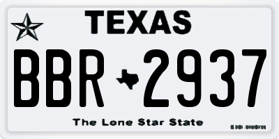 TX license plate BBR2937