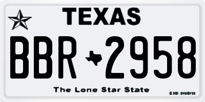 TX license plate BBR2958