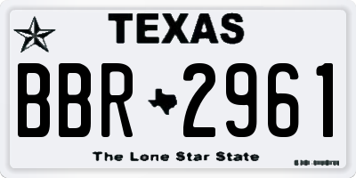 TX license plate BBR2961