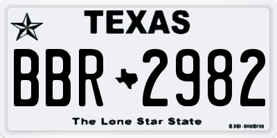 TX license plate BBR2982