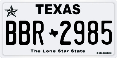 TX license plate BBR2985