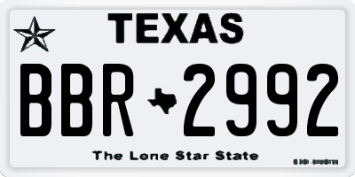 TX license plate BBR2992