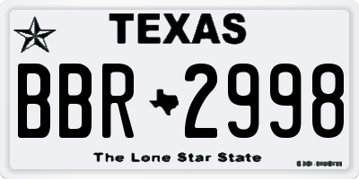 TX license plate BBR2998