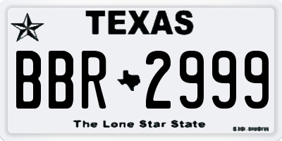 TX license plate BBR2999