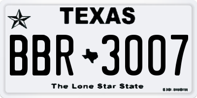 TX license plate BBR3007
