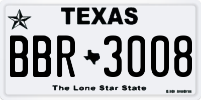 TX license plate BBR3008