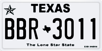 TX license plate BBR3011