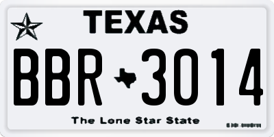 TX license plate BBR3014