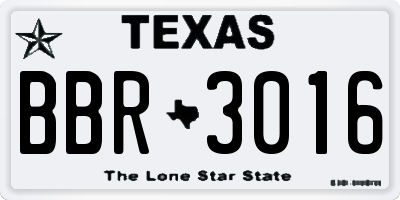 TX license plate BBR3016