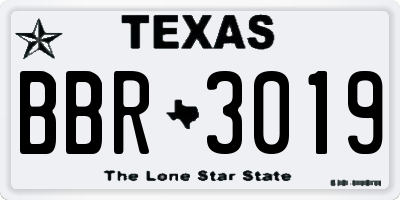 TX license plate BBR3019