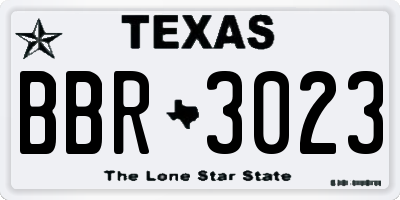 TX license plate BBR3023
