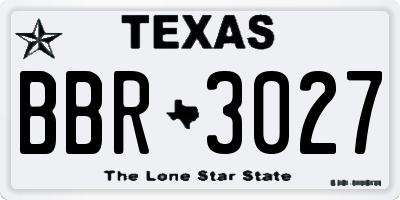 TX license plate BBR3027