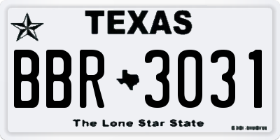 TX license plate BBR3031