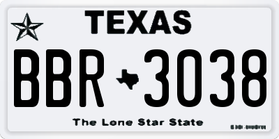 TX license plate BBR3038
