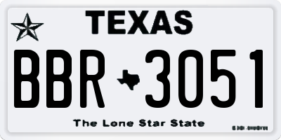 TX license plate BBR3051