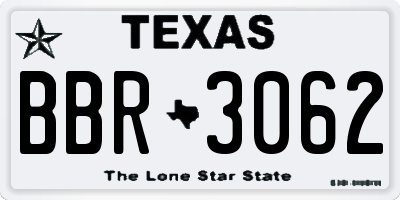 TX license plate BBR3062