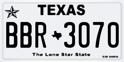 TX license plate BBR3070