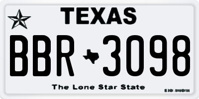 TX license plate BBR3098