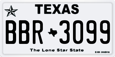 TX license plate BBR3099