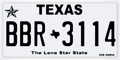 TX license plate BBR3114