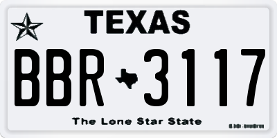 TX license plate BBR3117