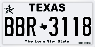 TX license plate BBR3118