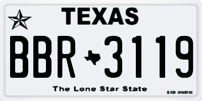 TX license plate BBR3119
