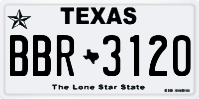 TX license plate BBR3120
