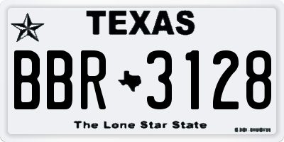 TX license plate BBR3128