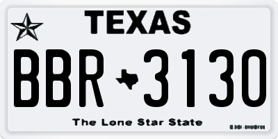 TX license plate BBR3130
