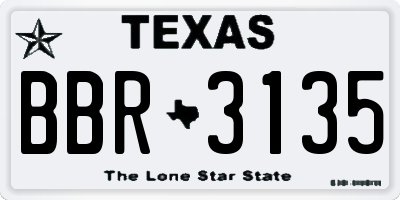 TX license plate BBR3135
