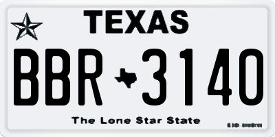 TX license plate BBR3140