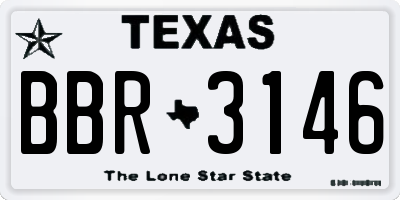 TX license plate BBR3146