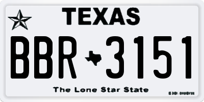 TX license plate BBR3151