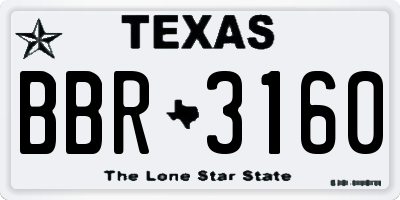 TX license plate BBR3160