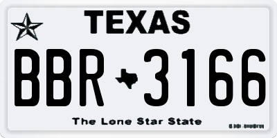 TX license plate BBR3166