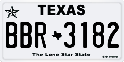 TX license plate BBR3182