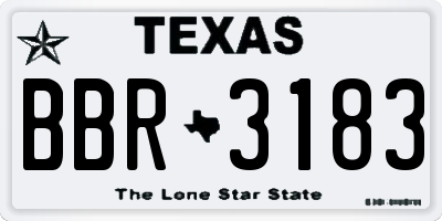 TX license plate BBR3183